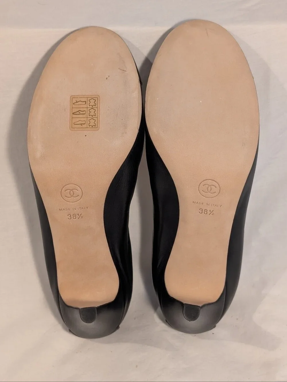 Chanel Black Patent Cap-Toe Leather Pumps